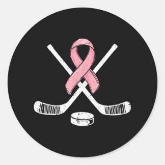 Hockey Rosa Ribbon Breast Cancer Awareness Sport Runt Klistermärke
