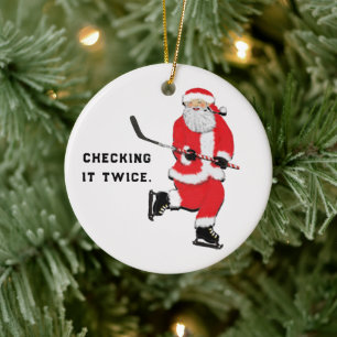 Hockey Santa Collecsible Julgransprydnad Keramik