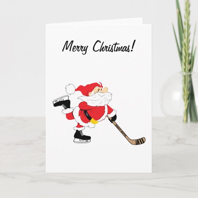 Hockey Santa God jul Card Helgkort (Framsida)