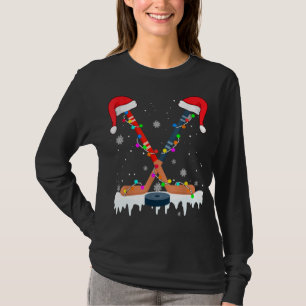 Hockey Santa Hat jul Ljus Funny Sport Julafton T Shirt