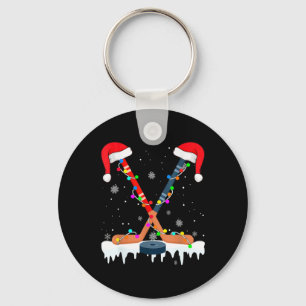 Hockey Santa Hat jul Ljus Roligt Sport Boys X Nyckelring