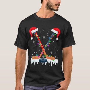 Hockey Santa Hat jul Ljus Roligt Sport Boys X T Shirt