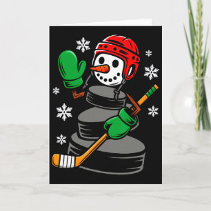 Hockey Santa Hatt Snömannen Jul Roligt Hockey Älsk Kort