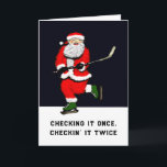 Hockey Santa Helgkort<br><div class="desc">Hockey-helgdagarna är utformad för att kontrollera den två gånger.</div>