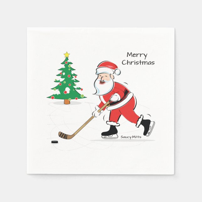 Hockey Santa jul Pappersservett (Framsidan)
