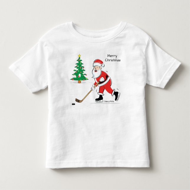 Hockey Santa jul T Shirt (Framsida)