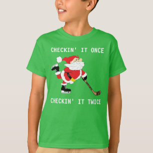 Hockey Santa Skating jul Checkin' IT-Gång T Shirt