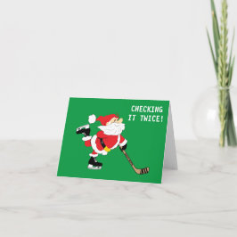 Hockey Santa Skating Jul Checking det två gånger Helgkort