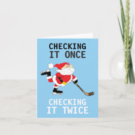 Hockey Santa Skating Jul Checking It Gång Helgkort