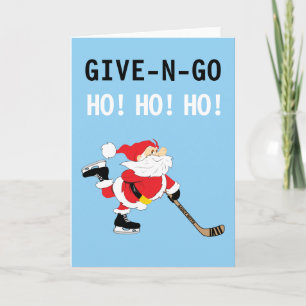 Hockey Santa Skating jul Ge N Go Ho! Ho! Helgkort