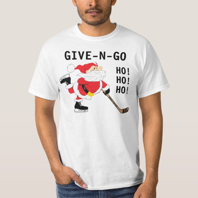 Hockey Santa Skating jul Ge N Go Tee Shirt (Framsida)