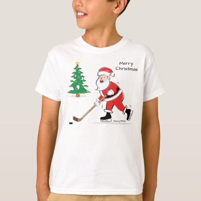 Hockey Santa Youth T Shirt (Framsida)