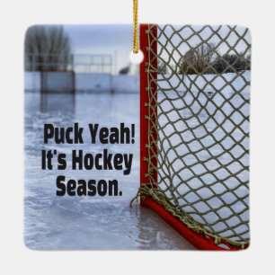 Hockey Season Ice Kall Funny Humor Puck Julgransprydnad Keramik
