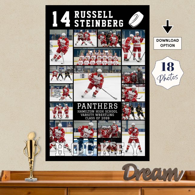Hockey Senior Graduation 18 Photo Collage Poster (Skapare uppladdad)