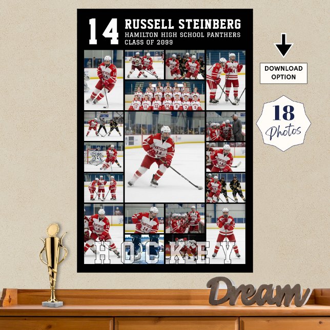 Hockey Senior Graduation 18 Photo Collage Poster (Skapare uppladdad)