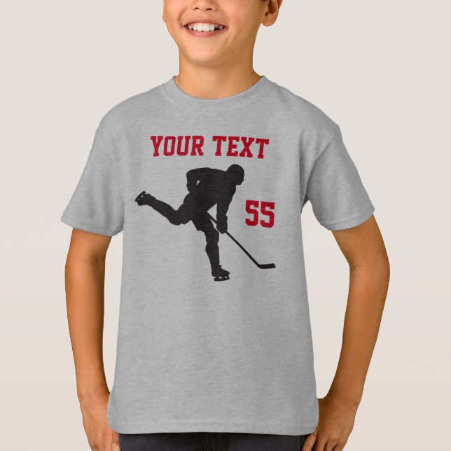 Hockey Shirt med Arg Hockey Puck och DIN TEXT Tee (Framsida)