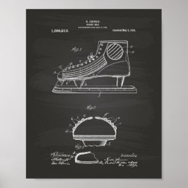 Hockey Shoe 1914 Patent Art Chalkboard Poster