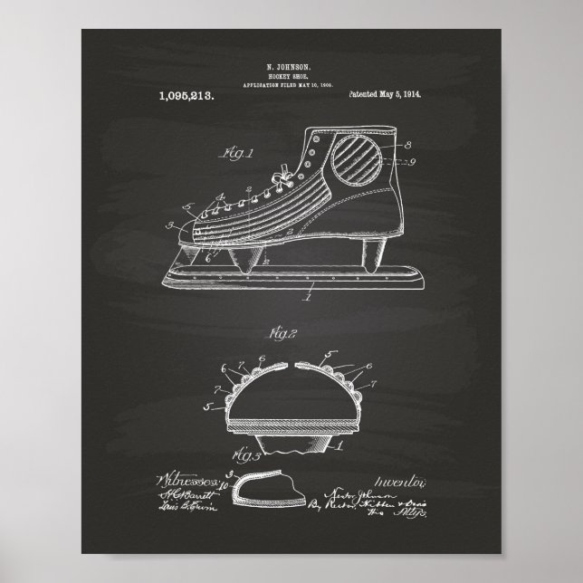 Hockey Shoe 1914 Patent Art Chalkboard Poster (Framsidan)