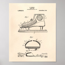 Hockey Shoe 1914 Patent Art Old Peper Poster