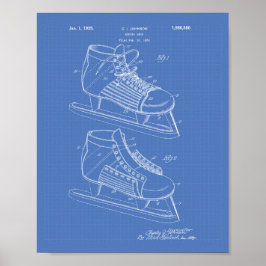 Hockey Shoe 1934 Patent Art - Blueprint Poster