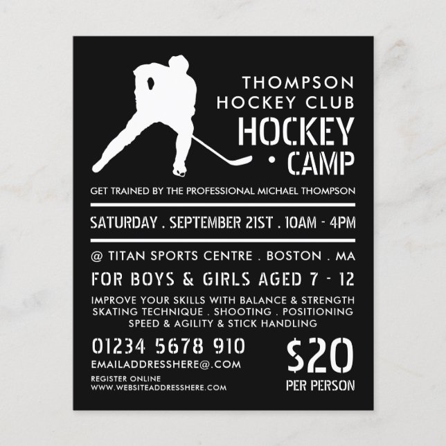 Hockey Silhouette, Hockey Camp Advertising Flygblad (Framsidan)