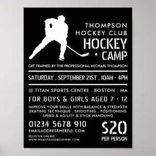 Hockey Silhouette, Hockey Camp Advertising Poster
