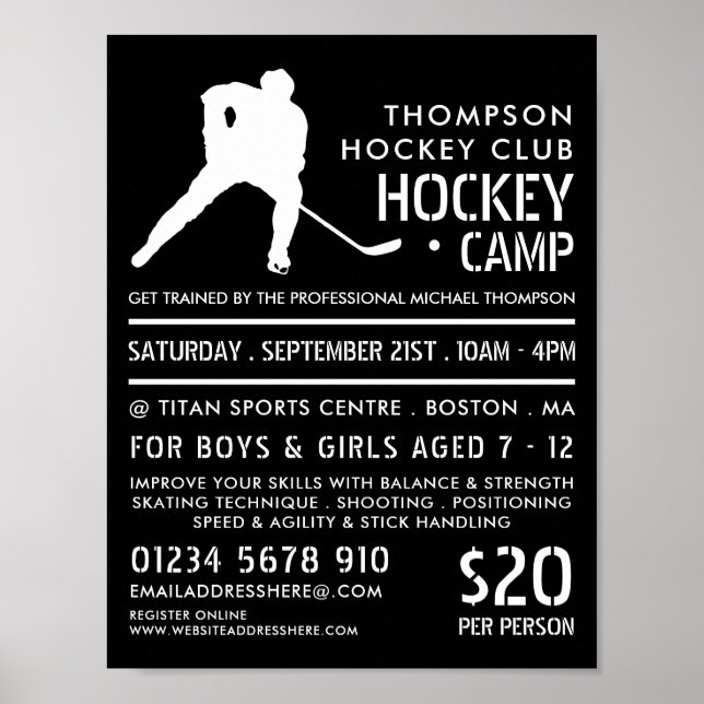 Hockey Silhouette, Hockey Camp Advertising Poster (Framsidan)