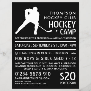 Hockey Silhouette, Hockey Camp Advertising Reklamblad