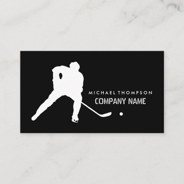 Hockey Silhouette, Hockey Player, Hockey Coach Visitkort (Framsida)