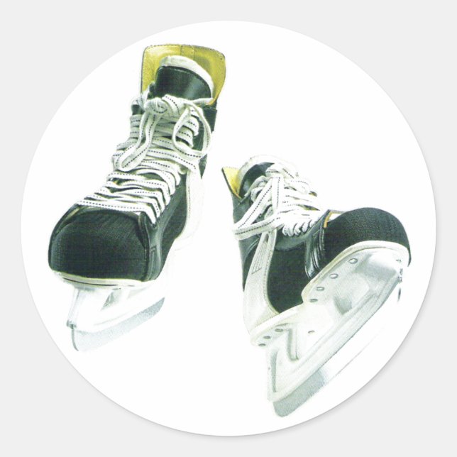 Hockey Skates Runt Klistermärke (Framsida)