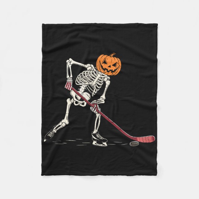 Hockey Skeleton Halloween Player Catcher Manar Boy Fleecefilt (Framsidan)
