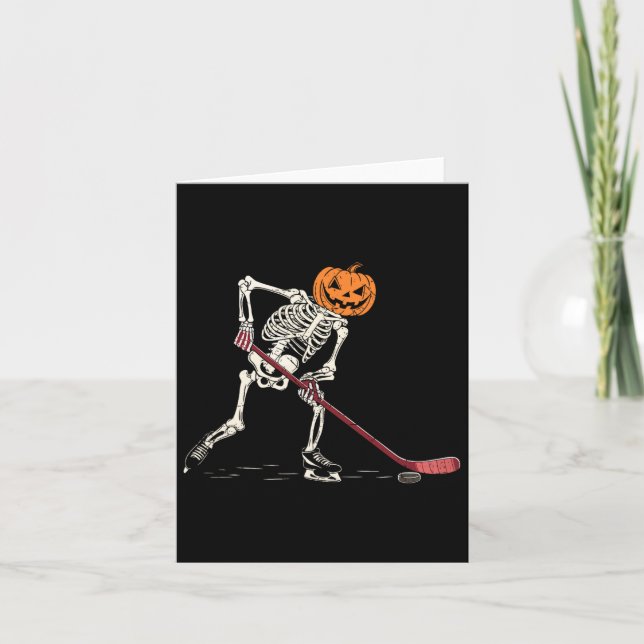 Hockey Skeleton Halloween Player Catcher Manar Boy Kort (Framsida)