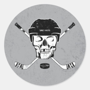 Hockey Skull Classic Round Sticker Runt Klistermärke