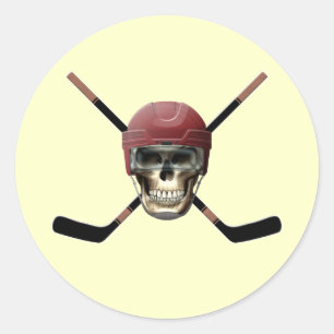 Hockey Skull & Crossed Sticks Runt Klistermärke