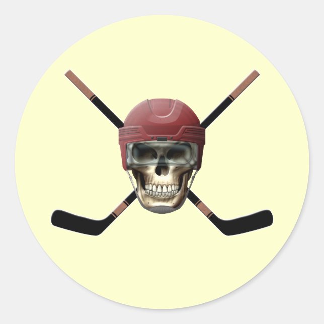 Hockey Skull Helm Runt Klistermärke (Framsida)
