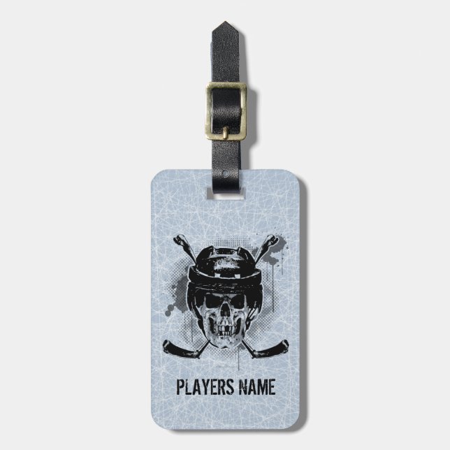 Hockey Skull Luggage Tag Bagagebricka (Vertikal Framsida)