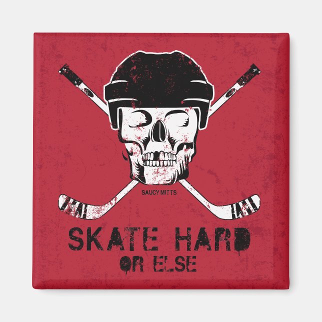 Hockey Skull och Kor Sticks Magnet (Framsidan)