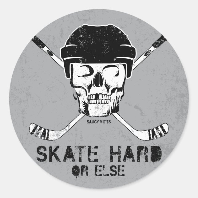 Hockey Skull Runt Klistermärke (Framsida)
