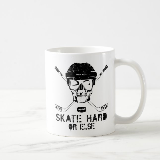 Hockey Skull Skate Hard eller Else Kaffemugg (Höger)
