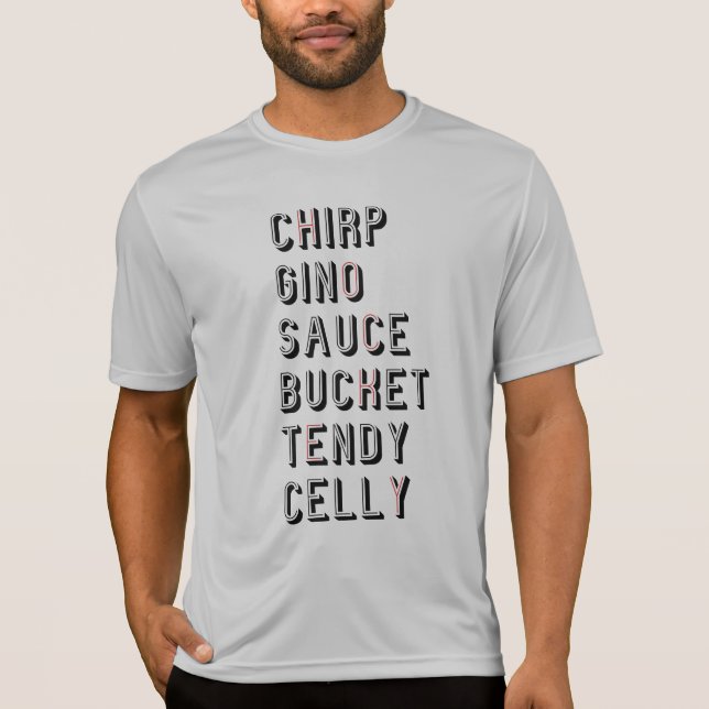 Hockey Slang - Chirp Gino Sauce Bucket Tendy Celly T Shirt (Framsida)