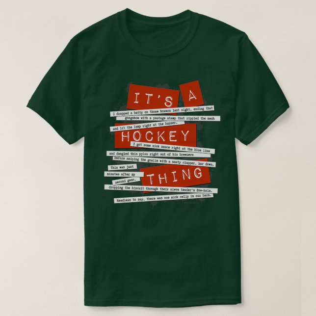 Hockey Slang, lustig hockey ord och citat T Shirt (Design framsida)