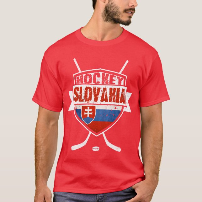 Hockey Slovakia Flagga Design T-Shirt (Framsida)