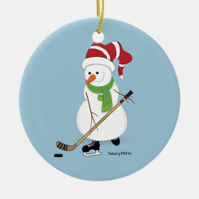 Hockey Snögubbe jul Ornament (Framsidan)