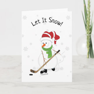 Hockey Snögubbe Låt det snöa julkort Helgkort
