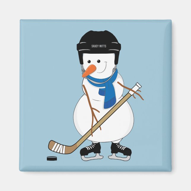 Hockey Snömannen Julmagnet Magnet (Framsidan)
