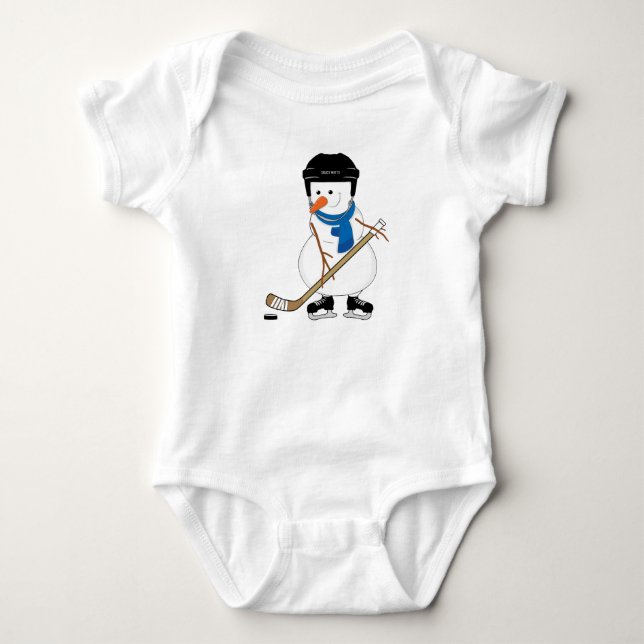 Hockey Spela Snögubbe Infant Baby Bodykostym T Shirt (Framsida)