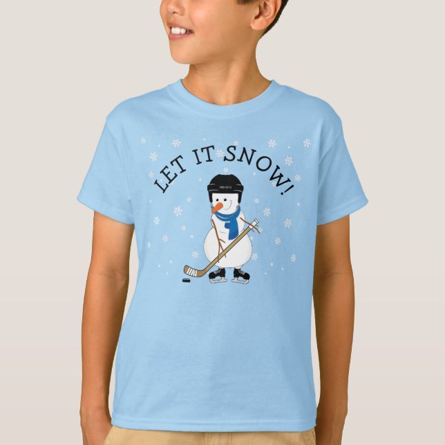 Hockey spelar Snögubbe Låt det snöa! T-Shirt (Framsida)