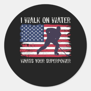 Hockey-spelare med Flagga USA Runt Klistermärke