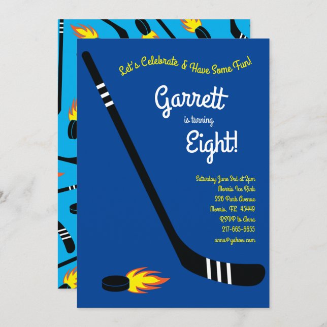 Hockey Sport Söt Barnkalas Inbjudningar (Fram/baksida)