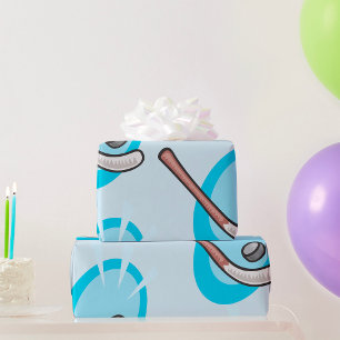 Hockey Sport Stick and Puck Wrapping Papper Presentpapper
